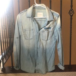Acid wash denim button up